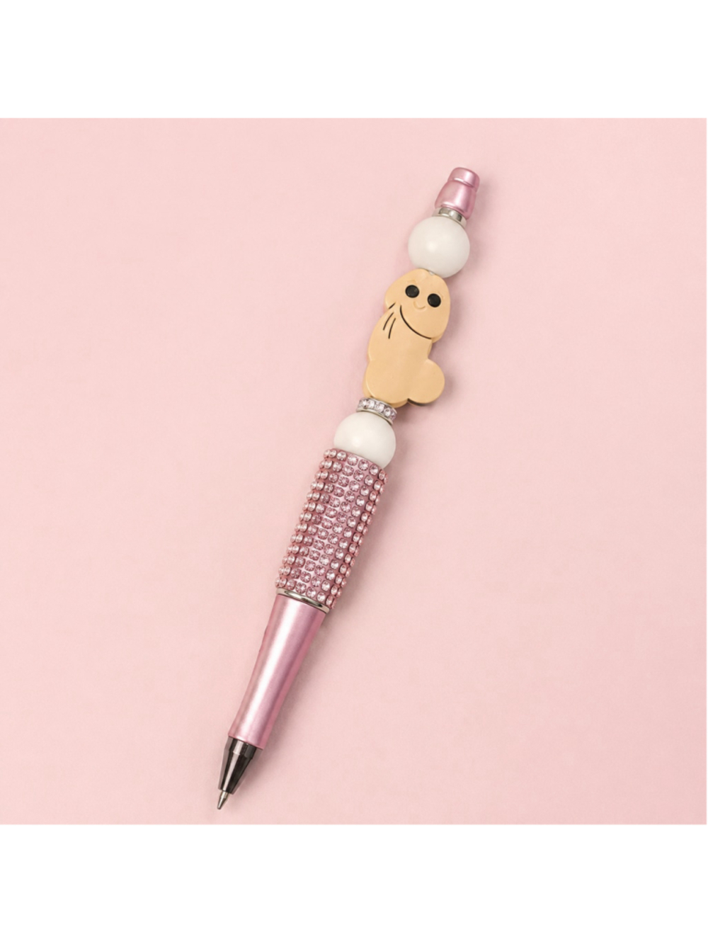 Funny Naughty Beaded Pen Pink Rhinestone Gag Gift